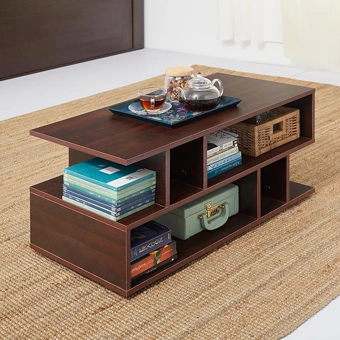 Green Soul Carya Engineered Wood Coffee Table (Walnut) | Living Room Center Table | Suede Finish | 1 Surface Top and 2 Shelves | Warranty Protected| Installation Provided - Best Price ₹2648 at Amazon