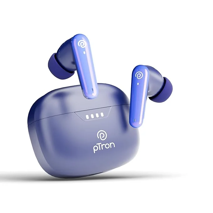 pTron Basspods Tour TWS Earbuds with 3D AudioScape, 45Hrs Playtime, TruTalk AI-ENC Calls, 50ms Low Latency Sync, BT v5.3, Type-C Fast Charging, Voice Asst. & IPX5 Water Resistant (Blue) - Best Price ₹649 at Amazon