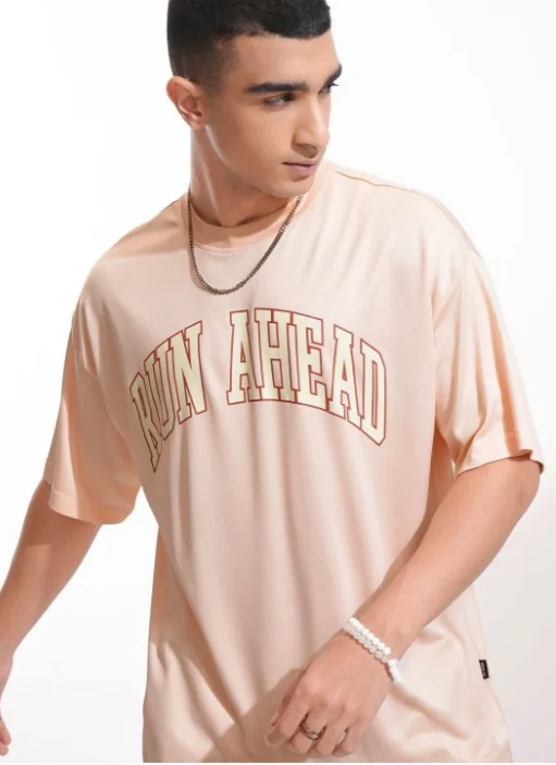 HIGHLANDER Men Typography Printed Round Neck Oversized T-shirt