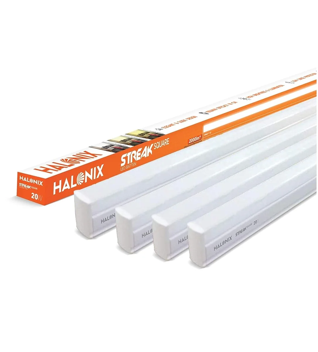 Halonix Streak Squar 20-Watt LED Batten (Pack of 4, Cool White, Square) - Best Price ₹429 at Amazon