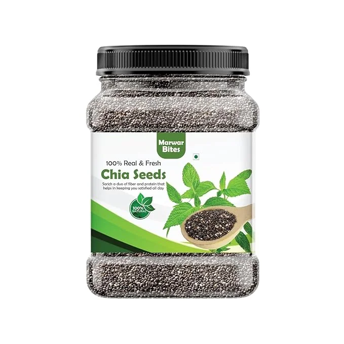 MarwarBites Premium Chia Seeds 1kg |Rich in Calcium, Protein & Fibre | Beat the Heat | 100% Clean Chia Seeds for Eating | Antioxidant Rich Superfood for Smoothies, Salads & Baking - Best Price ₹360 at Amazon