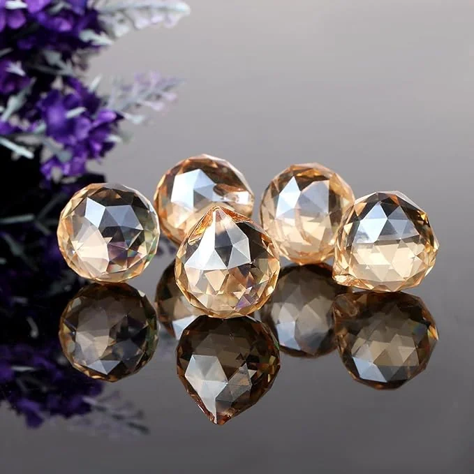 Pindia Single Piece Fengshui Colored Crystal Hanging Ball for Good Luck & Prosperity (Pre Energized in Rock Salt)-Champagne Color - Best Price ₹83 at Amazon