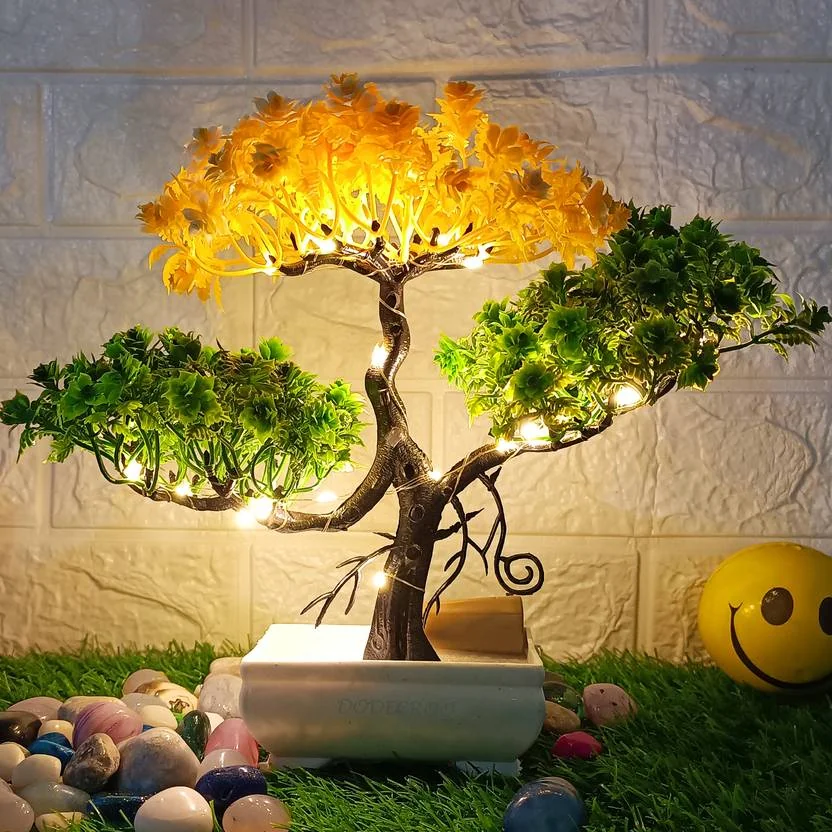 DODECROO LED Artificial Tree for Home and Decor | Potted Fake Plants Bonsai Artificial Plant with Pot  (24 cm, Yellow, Green) - Best Price ₹140 at Flipkart