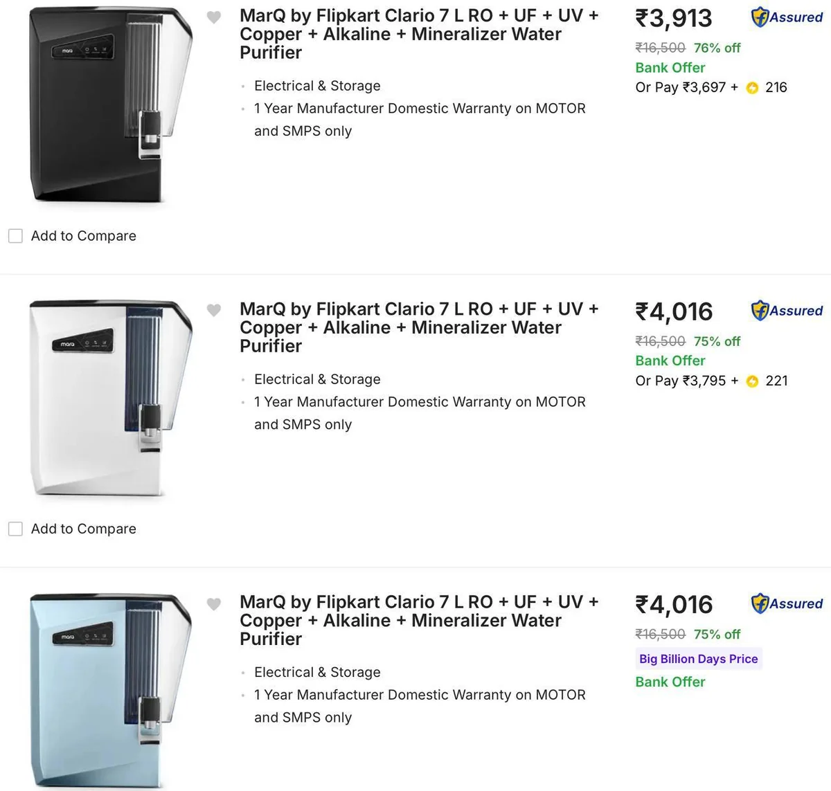 Grab 76% Off on Marq By Flipkart Water Purifiers  - Best Price ₹4635 at Flipkart