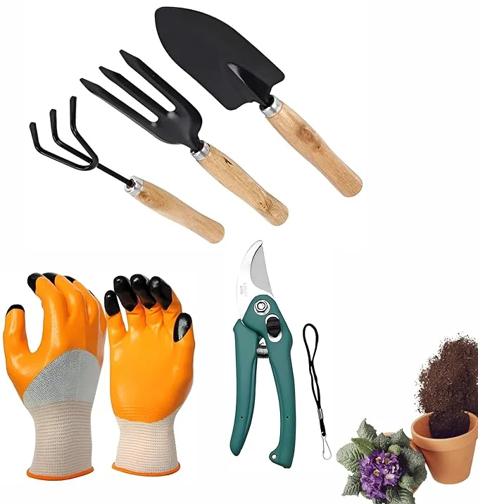 GROWTOP Garden Tool Set Combo with Flower Cutter Heavy Gardening Cut Tool with Garden Tool Set(Wooden Handle and Black Metal) (with Cutter) - Best Price ₹249 at Amazon