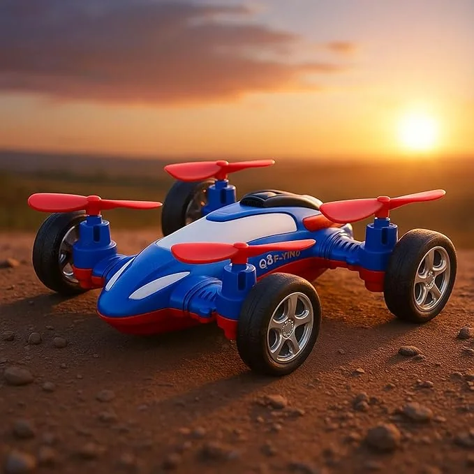GRAPHENE Drone Flying Car Toy Friction Powered Realistic Moving Fans 4 Rotors with Red Propeller Blades 360° Wings Rotation Pullback Opening Push and Go Forward Backward Multicolor Vehicle Design - Best Price ₹169 at Amazon
