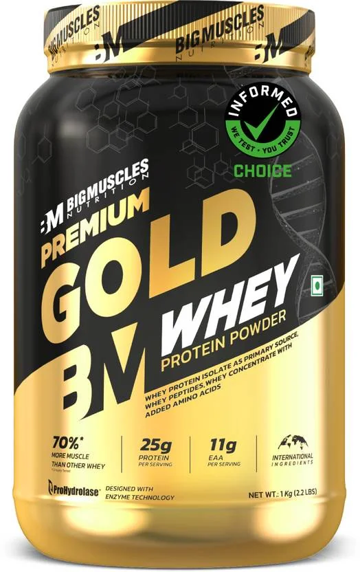 BIGMUSCLES NUTRITION Premium Gold Whey Protein  (1 kg, Belgian Chocolate)