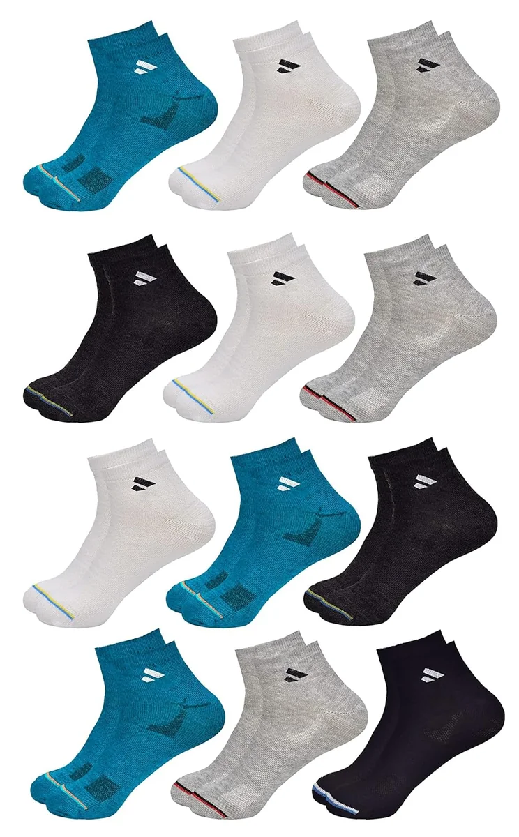 SJeware 12 Pairs Solid Cotton Ankle Length Socks for Men & Women, Multicolor, Pack of 12, Free Size - Best Price ₹197 at Amazon