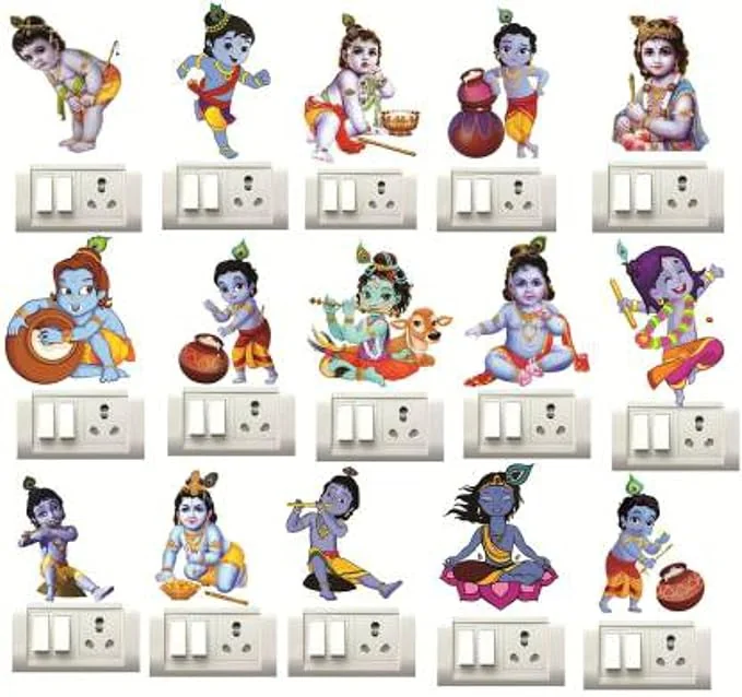 "Cute Krishna" Decorative switch Board sticker size (Pack of 15) - Best Price ₹90 at Meesho
