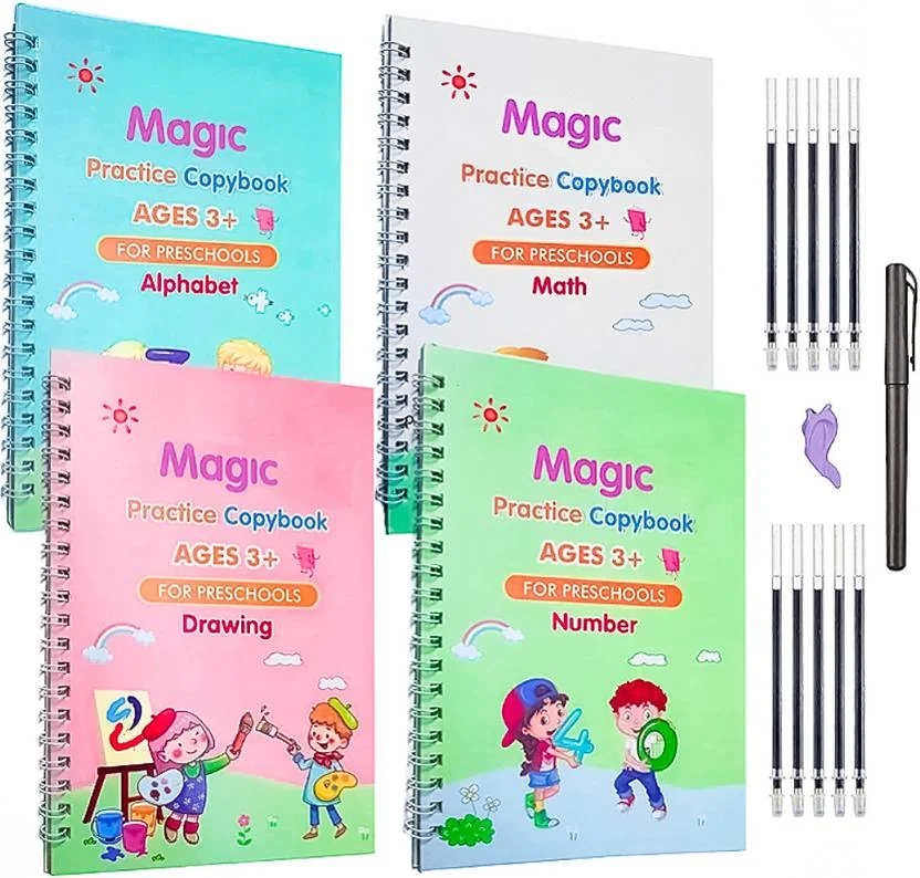 URBANHUDA Magic Book Numbers & English & Drawing ( 4 Book + 10 Refill + 1 Pen + 1 Grip ) - Best Price ₹75 at Flipkart