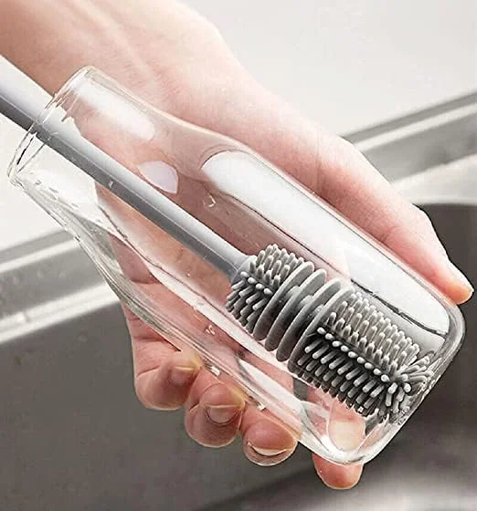 VYOOx Long Handle Silicone Bottle Cleaner Brush for Washing Water Bottle, Solution Bottle, Mug. Cleaning Brush ((Pack of 1) (Color - Grey)) - Best Price ₹84 at Amazon