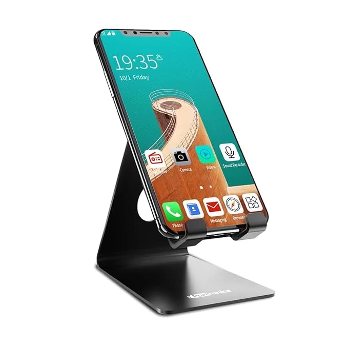 Portronics MODESK Universal Mobile Holder Stand with Metal Body, Anti Skid Design, Light Weight for All Smartphones, Tablets, Kindle, iPad(Black) - Best Price ₹99 at Amazon