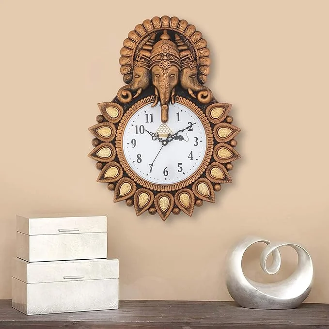 Webelkart Premium Plastic Designer Stones Ganesha Wall Clock for Home and Office Décor, Living Room, Bedroom (Copper, 12 Inch) Analog - Best Price ₹307 at Amazon