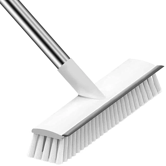COOFANDY Stainless Steel Bathroom Cleaning Brush with Wiper 2 in 1 Tiles Cleaning Brush Floor Scrub Brush with Long Handle White Brush Cleaning for Wall, Kitchen, Bathroom (White Wiper) - Best Price ₹279 at Amazon