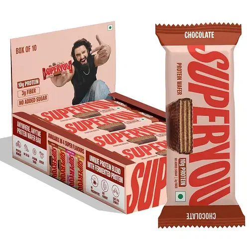 SuperYou Chocolate Protein Wafer Bars (Pack of 10) | 10g Protein, 3g Fiber, Zero Added Sugar | Protein Bars with a blend of Fermented Protein | Energy Bars for anytime snack | On the go Healthy Snack | Crunchy Wafer Bar | 100% Vegetarian | 400g - Best Price ₹459 at Hyugalife
