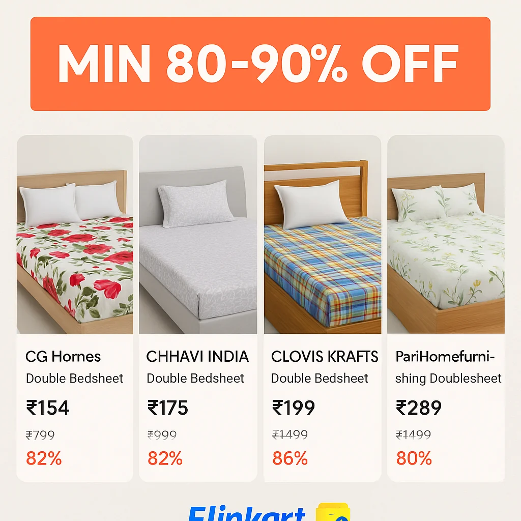 Double Bedsheets From Just ₹182 - Best Price ₹181 at Flipkart