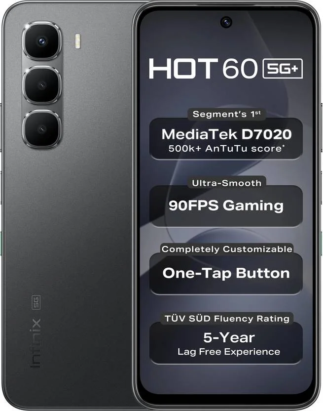 Infinix Hot 60 5G+ (Sleek Black, 128 GB)  (6 GB RAM) - Best Price ₹12499 at Flipkart