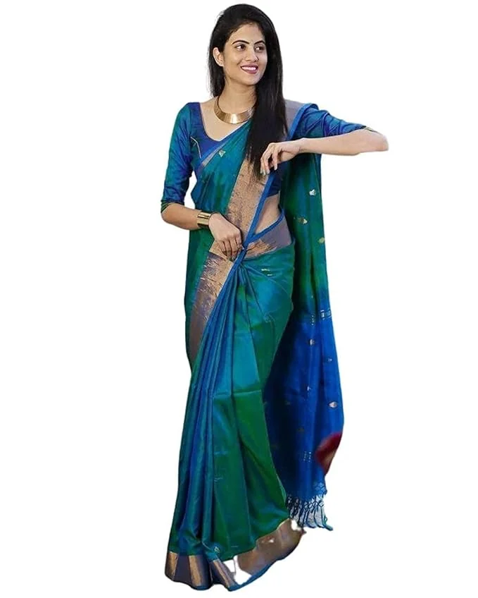 SGF11- Women's Kanjivaram Woven Soft Silk Saree With Blouse Piece - Best Price ₹1499 at Amazon