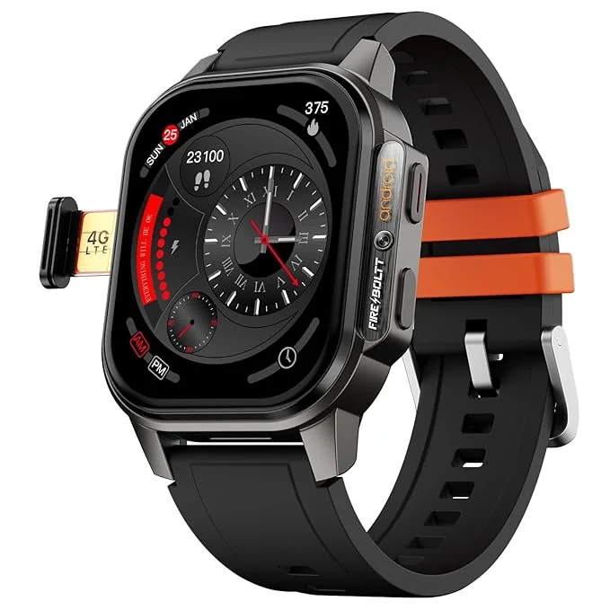 Fire-Boltt Snapp Smart Watch, Selfie Camera, 4G Nano-SIM Slot, 54.1mm AMOLED Display, Play Store- Unlimited apps, 1000mAh Battery, 2GB/4GB RAM + 16GB/64GB ROM (Archaic Black) - Best Price ₹2849 at Amazon