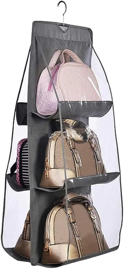 RAGGLE Hanging Purse Organizer for Closet, 6 Pockets Handbag Holder for Foldable Shelf, Upgrade Dust Proof Organizer with Metal Hooks - Best Price ₹249 at Amazon