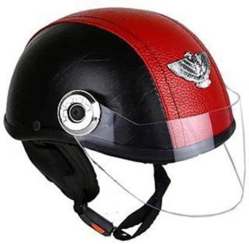 FDS TRYFLY LEATHER CAP UNISEX Motorbike Helmet Motorbike Helmet  (Black, Red) - Best Price ₹193 at Flipkart