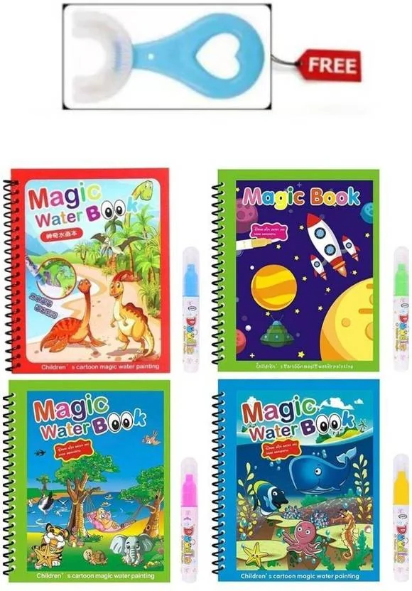 KlickBuyStore Magic Water Quick Dry Re-usable Kids Coloring Book with Magic Pen for Kids Sketch Pad  (4 Sheets, Pack of 4) - Best Price ₹64 at Flipkart