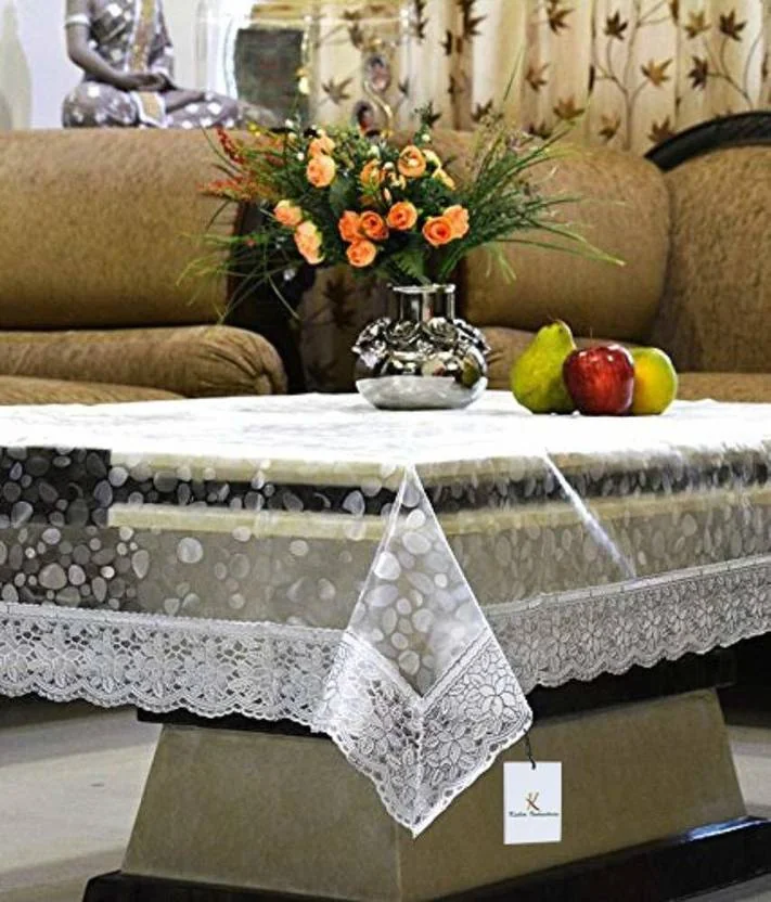 CASA FURNISHING Embroidered 4 Seater Table Cover  (Silver, PVC)