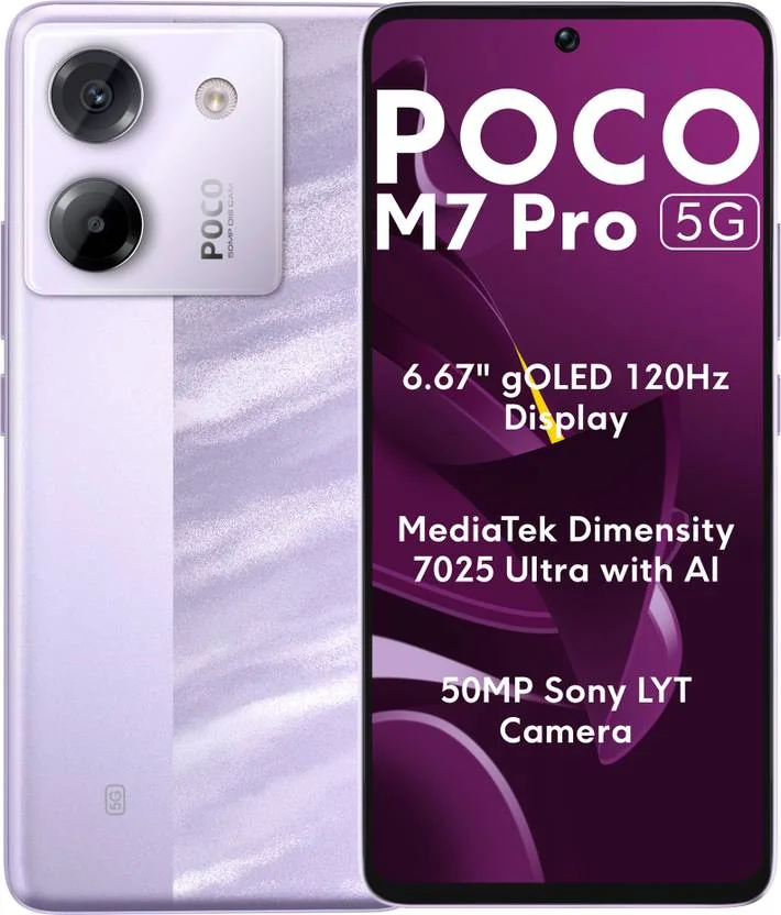 POCO M7 Pro 5G (Lavender Frost, 128 GB)  (6 GB RAM) - Best Price ₹12999 at Flipkart