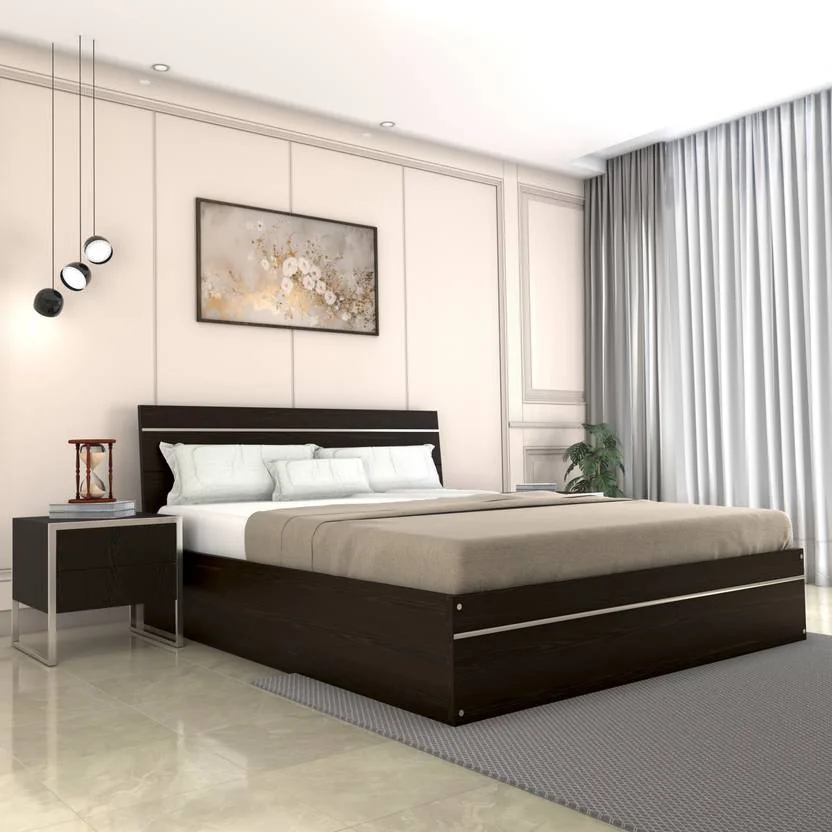 Flipkart Perfect Homes Birmingham Engineered Wood Queen Bed  (Finish Color - Flower Wenge, Delivery Condition - Knock Down) - Best Price ₹8899 at Flipkart