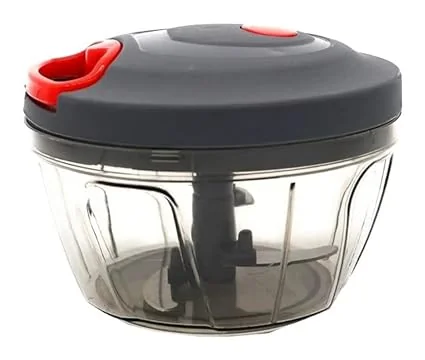 RIOMAX Plastic 450 ML Manual Vegetable Chopper with 3 Blades/Pull Chopper/Vegetable Cutter/Dori Chopper/Quick Chopper (450 ML, Grey)