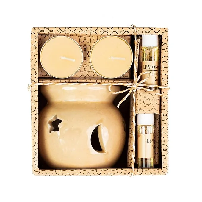 AuraDecor Fragrance Heat Diffuser Gift Set with Tealight Candles || HomeDecor || Diffuser Set || Tealight || Candles(Lemon Grass) - Best Price ₹179 at Amazon