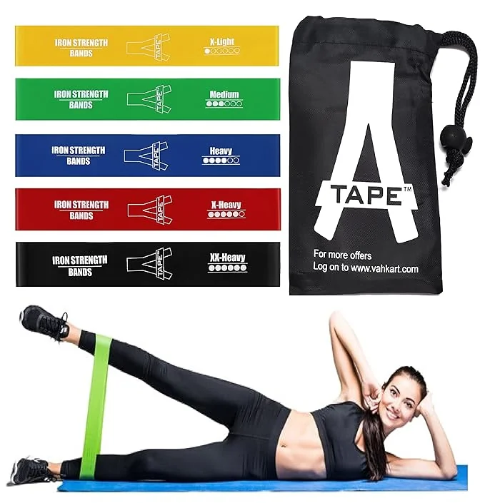 A-Tape Resistance Loop Exercise Bands, Resistance Bands Exercise Bands for Home Fitness, Stretching, Strength Training, Physical Therapy,Elastic Workout Bands for Women Men & Kids (All of 5 Colour) - Best Price ₹619 at Amazon