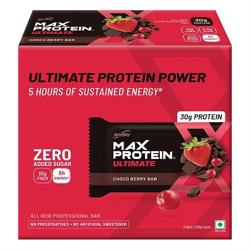 RiteBite Max Protein Ultimate Choco Berry (Pack of 6), 600 g - Best Price ₹883 at Hyugalife