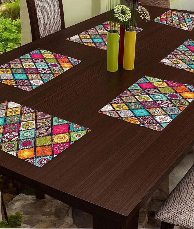 CASA-NEST PVC Printed Placemats for Dining Table, Set of 6 pcs Table Mat Size=45x30 cms - Best Price ₹149 at Amazon