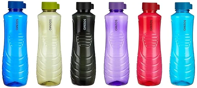 Amazon Brand - Solimo 1 Lt Water Bottle | Multicolor | Set Of 6 (Peacock) - Polyethylene Terephthalate - Best Price ₹599 at Amazon