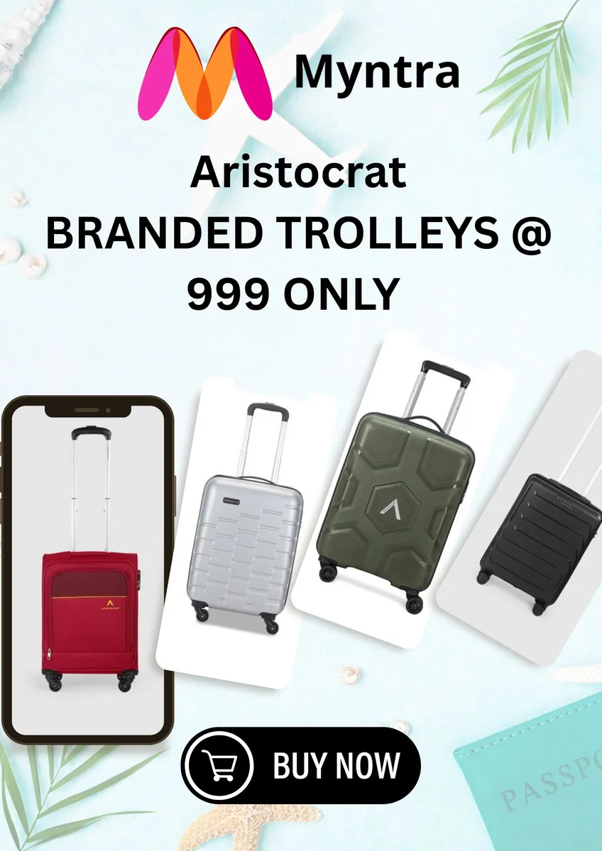 Carry-On Worthy: Aristocrat Hard-Shell Trolley Offers - Best Price ₹1699 at Myntra
