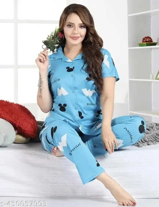 Vania's grace Women Night Suit Set Blue Printed - Best Price ₹200 at Flipkart
