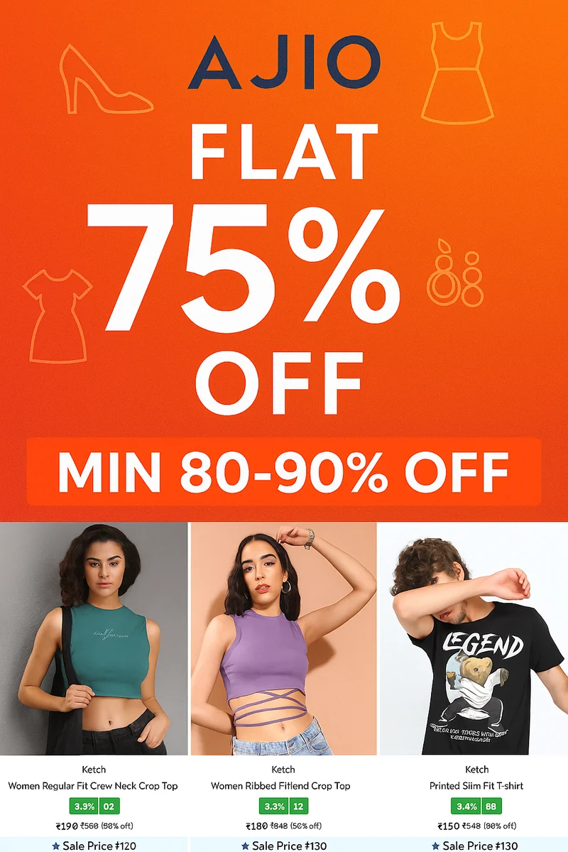 Ajio's Flat 75% Off! - Best Price ₹120 at Ajio