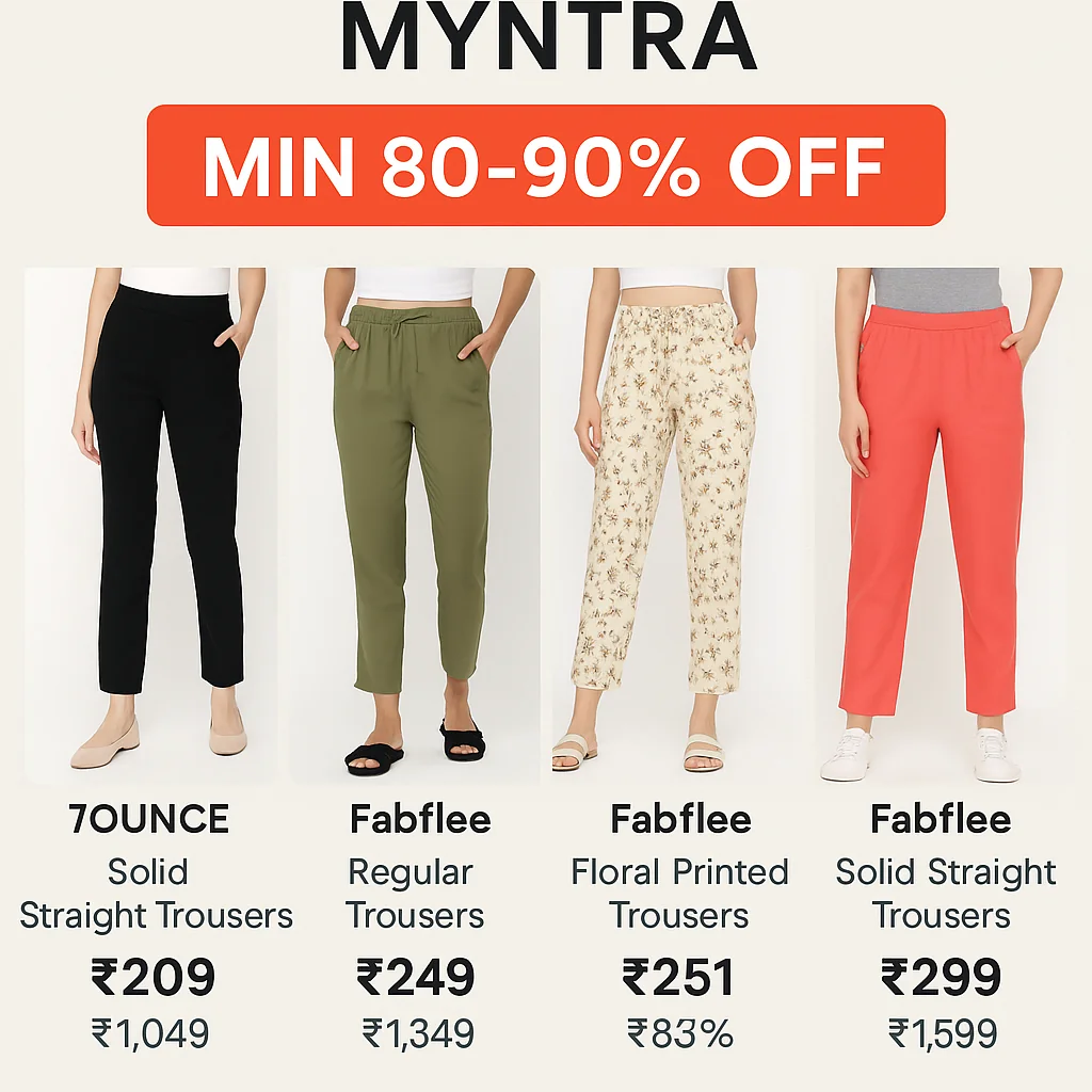 Everyday Trousers — Lowest Prices Here! - Best Price ₹200 at Myntra