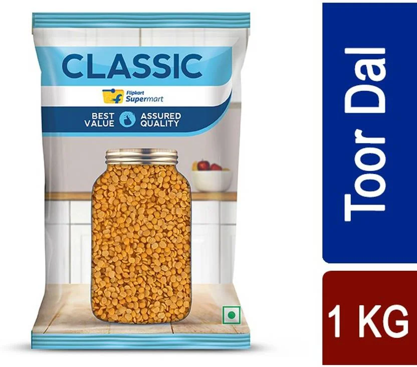 Classic Toor/Arhar Dal  (Toor Dal) (Split) by Flipkart Grocery  (1 kg) - Best Price ₹119 at Flipkart
