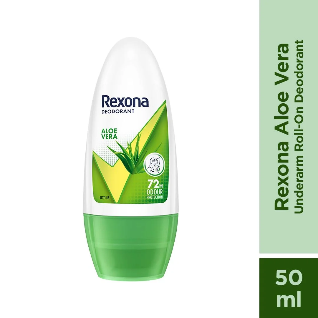 Rexona Aloe Vera Underarm Roll On Deodorant For Women, Antiperspirant, Removes Odour, Keeps Skin Fresh & Clean, Alcohol Free, Skin Friendly, 50 ml - Best Price ₹89 at Amazon
