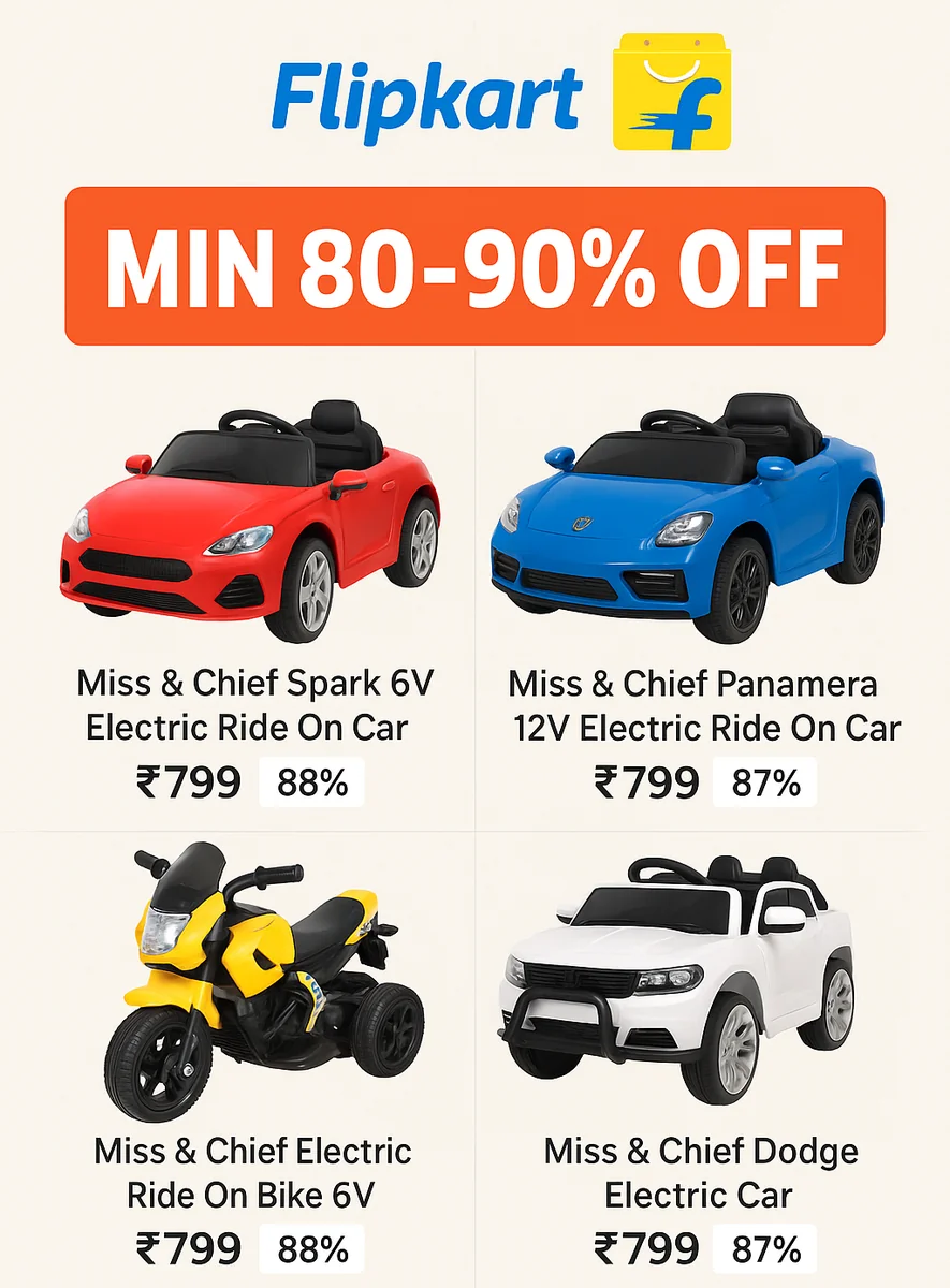 Up to 84% Off on Miss & Chief Electric Ride-Ons - Best Price ₹719 at Flipkart