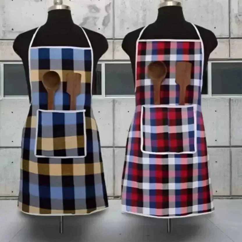 KANUSHI Cotton Home Use Apron - Free Size  (Multicolor, Pack of 2)