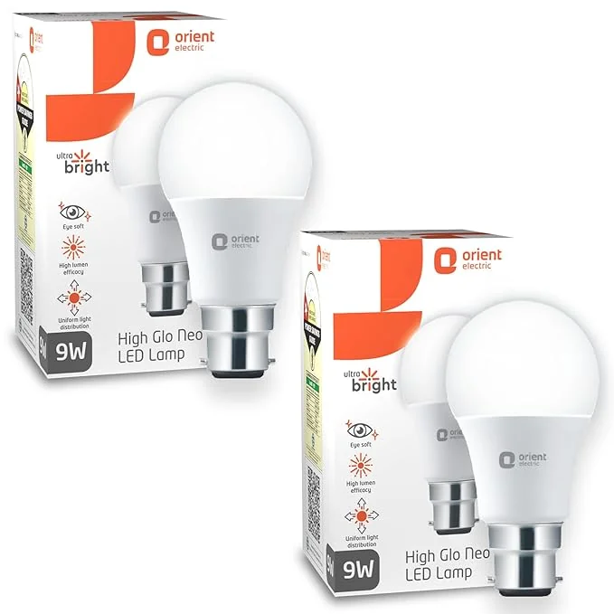 Orient Electric Polycarbonate High Glo Led Lamp 9W, (Warm White, 3000K, B22 - Pack Of 2) - Best Price ₹95 at Amazon
