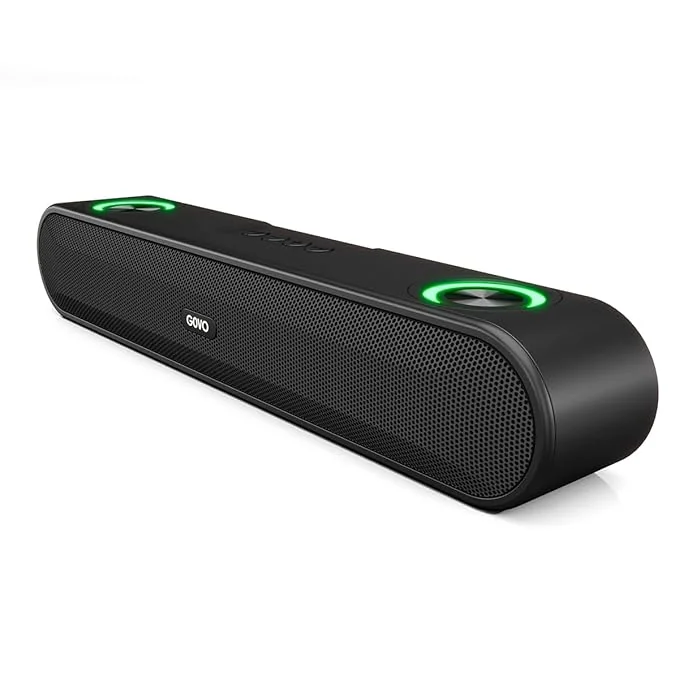 GOVO GoSurround 220 16W Bluetooth Sound bar, 2000 mAh Battery, 2.0 Channel with 52mm Drivers, Multicolor LED Lights with TWS, AUX, Bluetooth and USB (Platinum Black) - Best Price ₹699 at Amazon