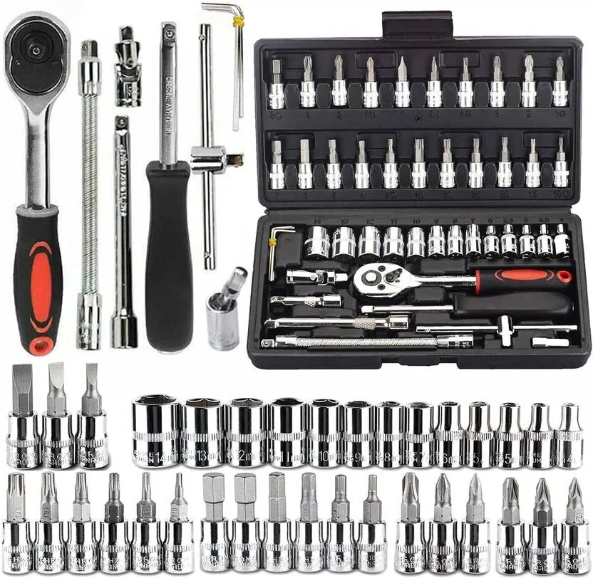 KHANSAHEB 46 In 1 Pcs Tool Kit & Screwdriver and Socket Set,Hand Tool Kit Socket Set  (Pack of 46) - Best Price ₹290 at Flipkart