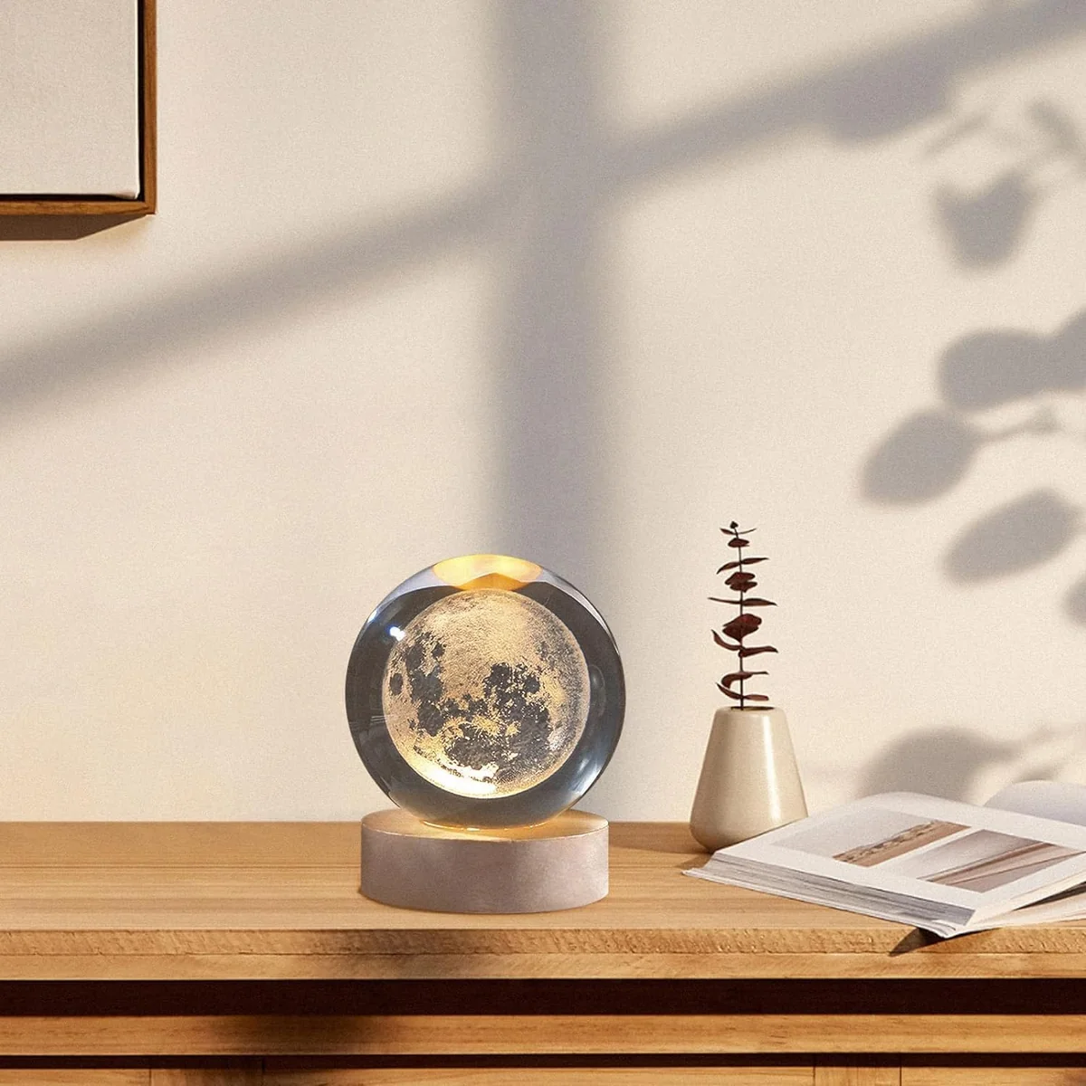 Desidiya Moon Crystal Ball Night Light,2.4 Inch Glass Ball Night LED Lamp with Woodern Base,Decorations Gifts for Men,Women,Kids,Boys,Girls | Gifts for Woman | Valentine Gifts - Best Price ₹198 at Amazon