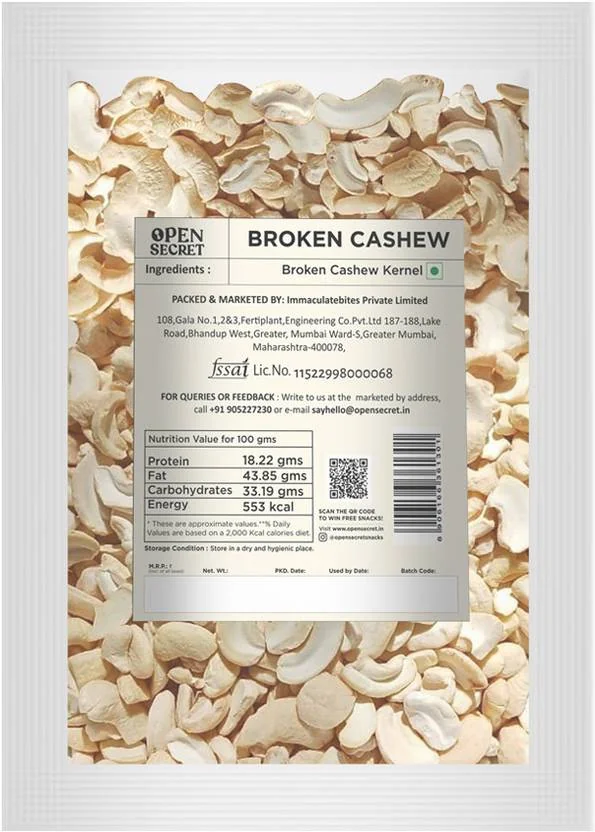 OPEN SECRET Premium Kaju (Broken) - Healthy, High Protein Cashews  (1 x 1200 g) - Best Price ₹1112 at Flipkart