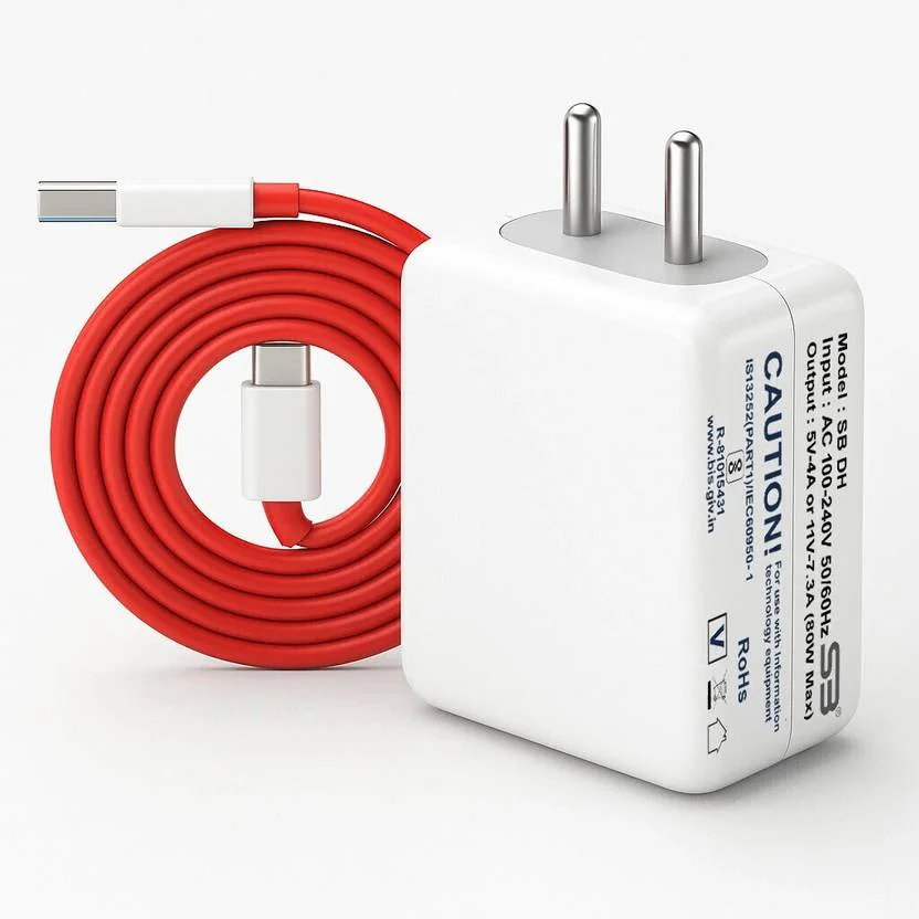 SB 80 W SuperVOOC 7.3 A Wall Charger for Mobile with Detachable Cable  (White, Cable Included) - Best Price ₹299 at Flipkart