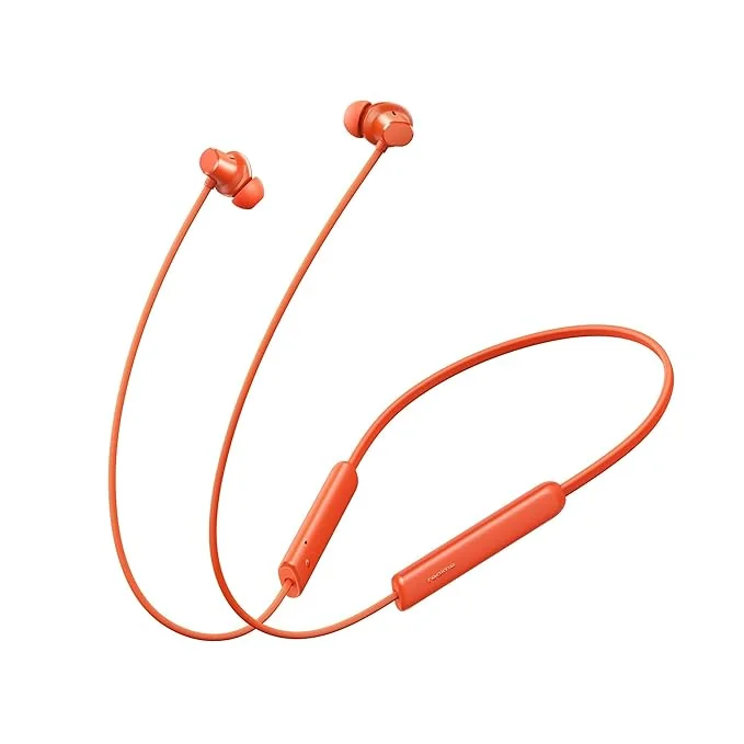 realme Buds Wireless 5 Lite in Ear Bluetooth Neckband with 12.4 mm Dynamic Bass Boost Driver,Upto 35 Hours Playback,45ms Low Latency,IP55 Dust & Water Resistant, Bluetooth V5.4 (Cyber Orange) - Best Price ₹999 at Amazon
